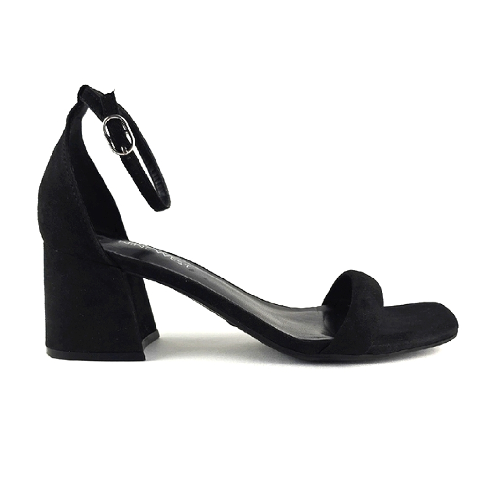 Nine West Women's Ankle Strap Square Toe Block Heel Sandals Black 7.5